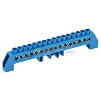 Шина &amp;amp;quot;N&amp;amp;quot; нулевая в комбинированном синем изоляторе на DIN-рейку 8х12мм 16 групп Rexant 11-2320