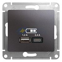 Механизм розетки USB GLOSSA A+С 5В/2.4А 2х5В/1.2А графит SchE GSL001339